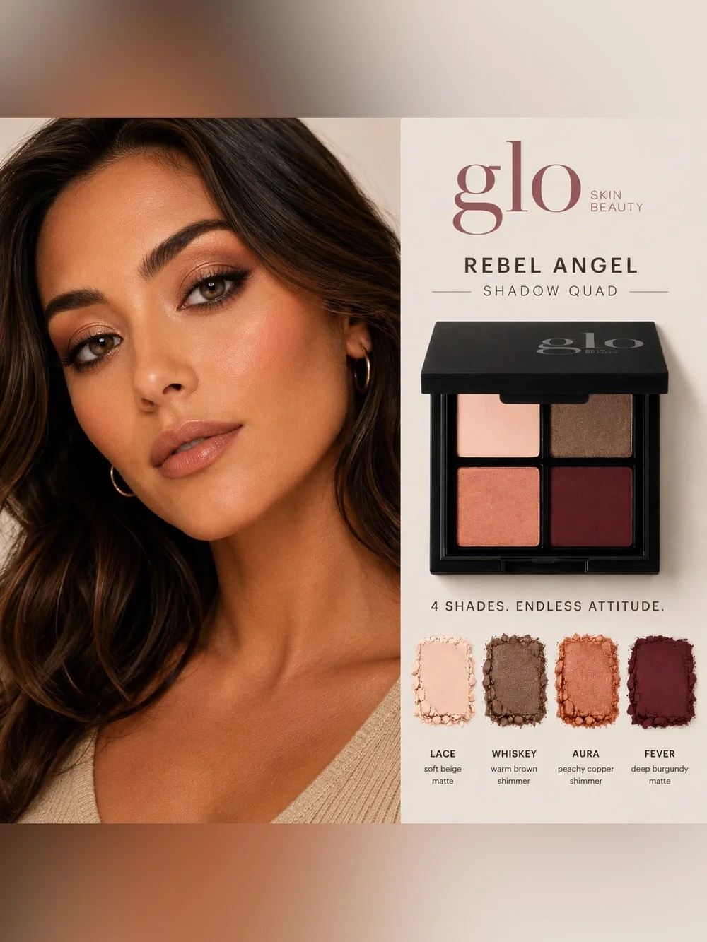 Glo Skin Beauty Rebel Angel Shadow Quad Eyeshadow Palette New